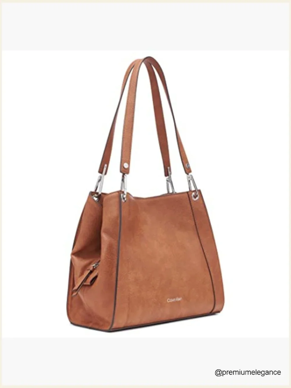 Triple Compartment Hobo Shoulder Bag Vegan Leather 3 Sections